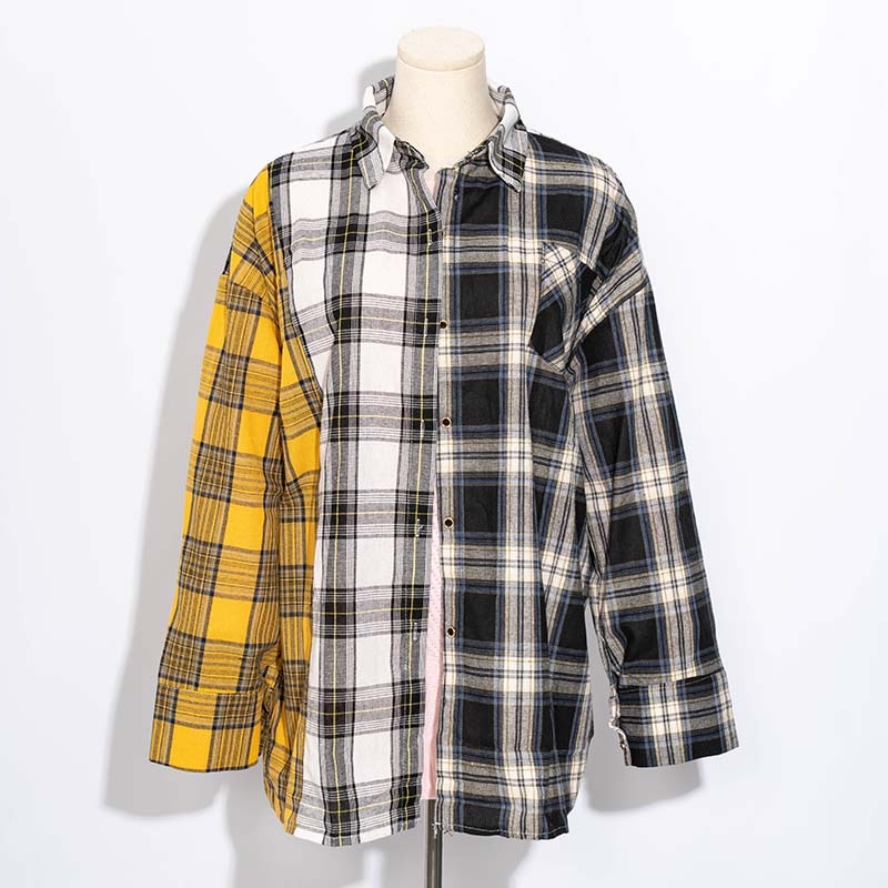 Women's Patchwork Plaid Shirt