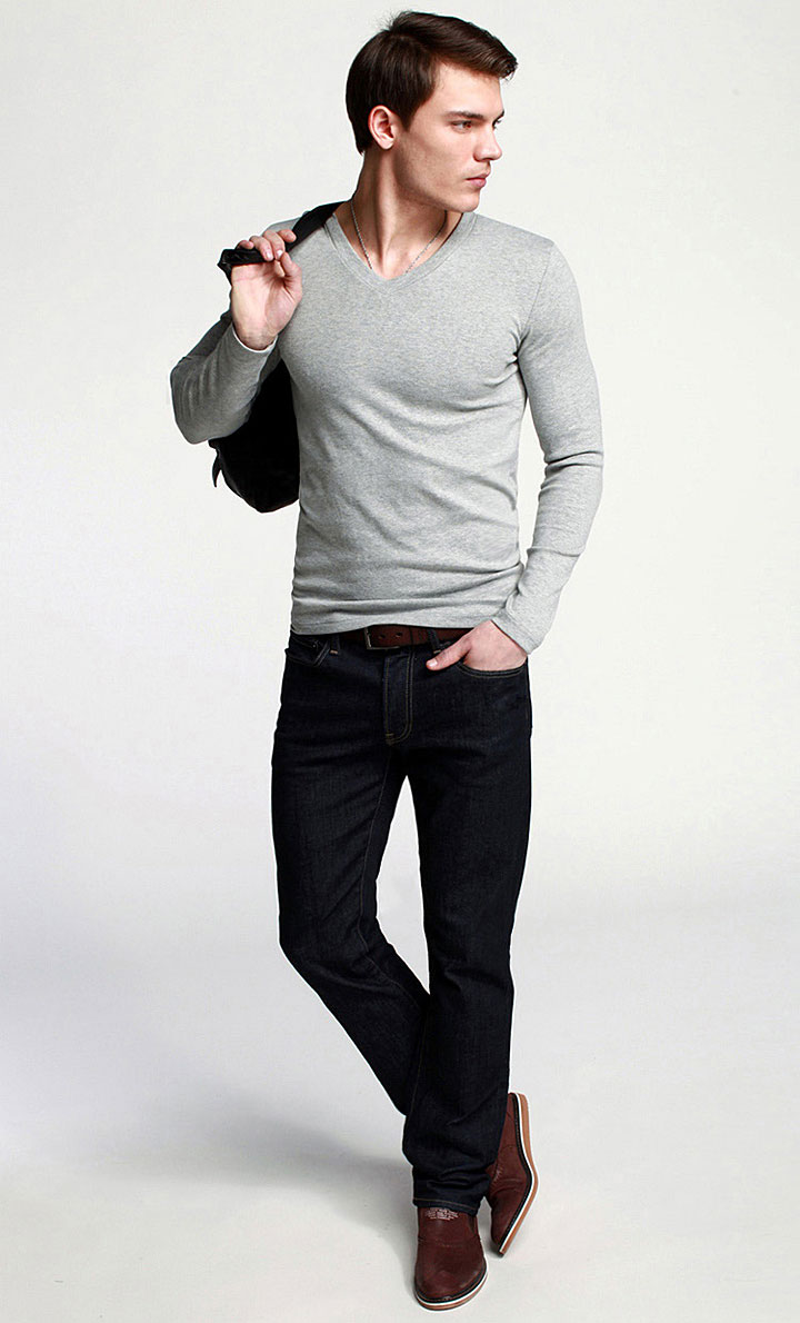 Men's Long Sleeve V-Neck T-Shirt