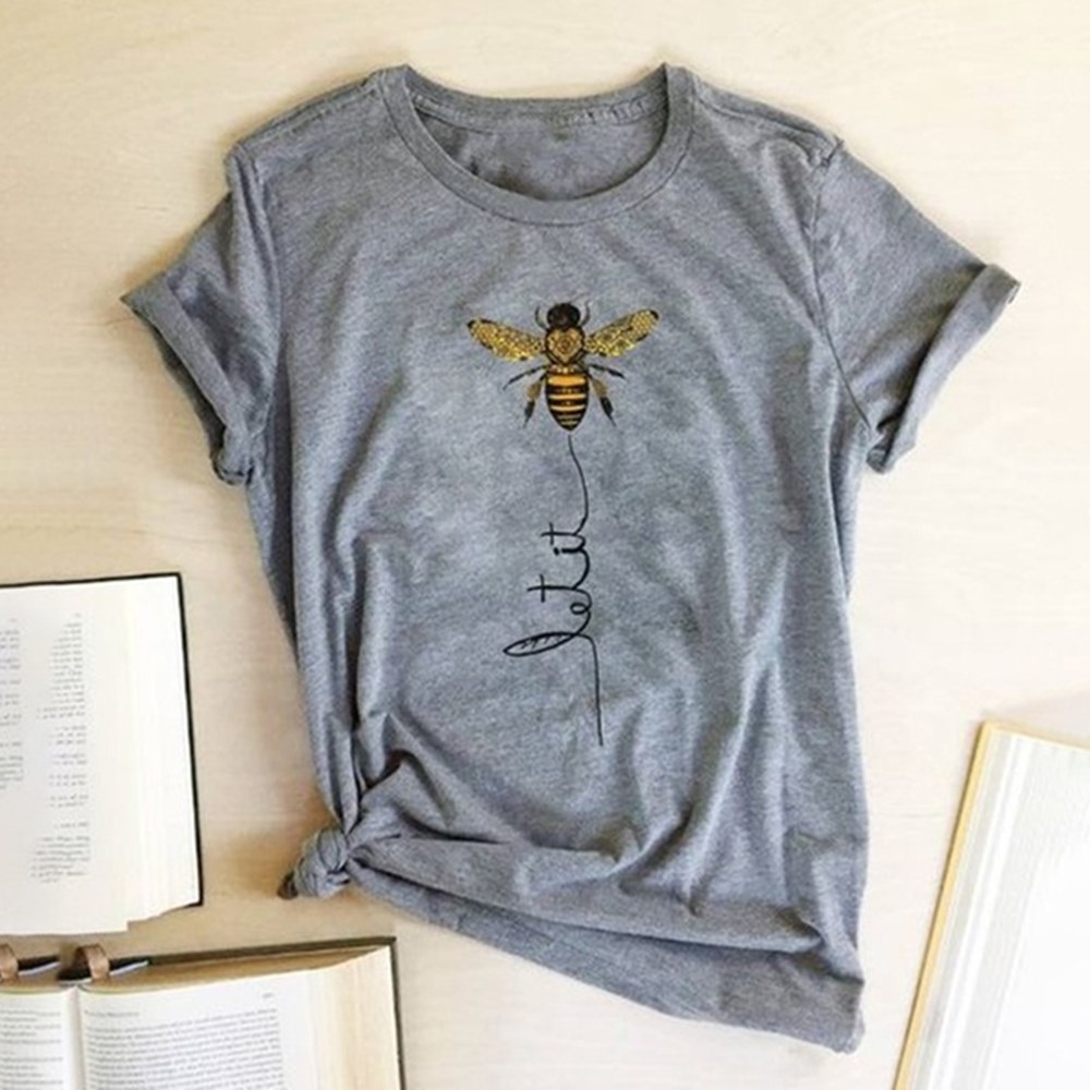 Women's Short Sleeve T-Shirt with Bee Print