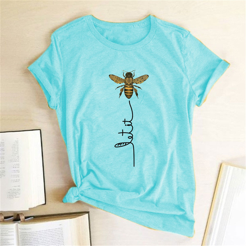 Women's Short Sleeve T-Shirt with Bee Print