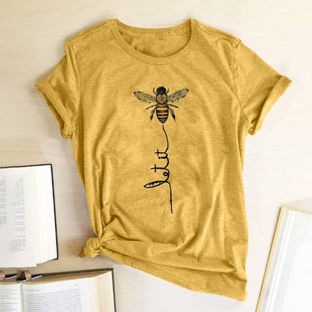 Women's Short Sleeve T-Shirt with Bee Print