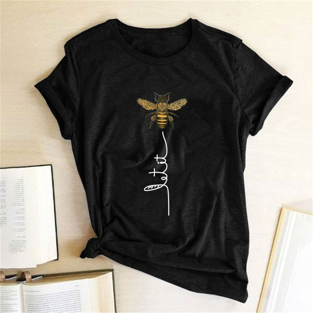 Women's Short Sleeve T-Shirt with Bee Print