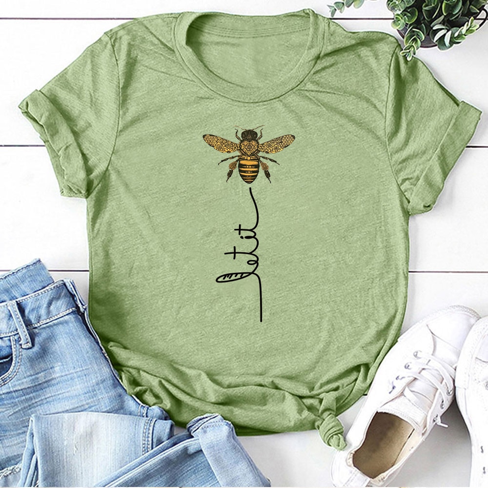 Women's Short Sleeve T-Shirt with Bee Print