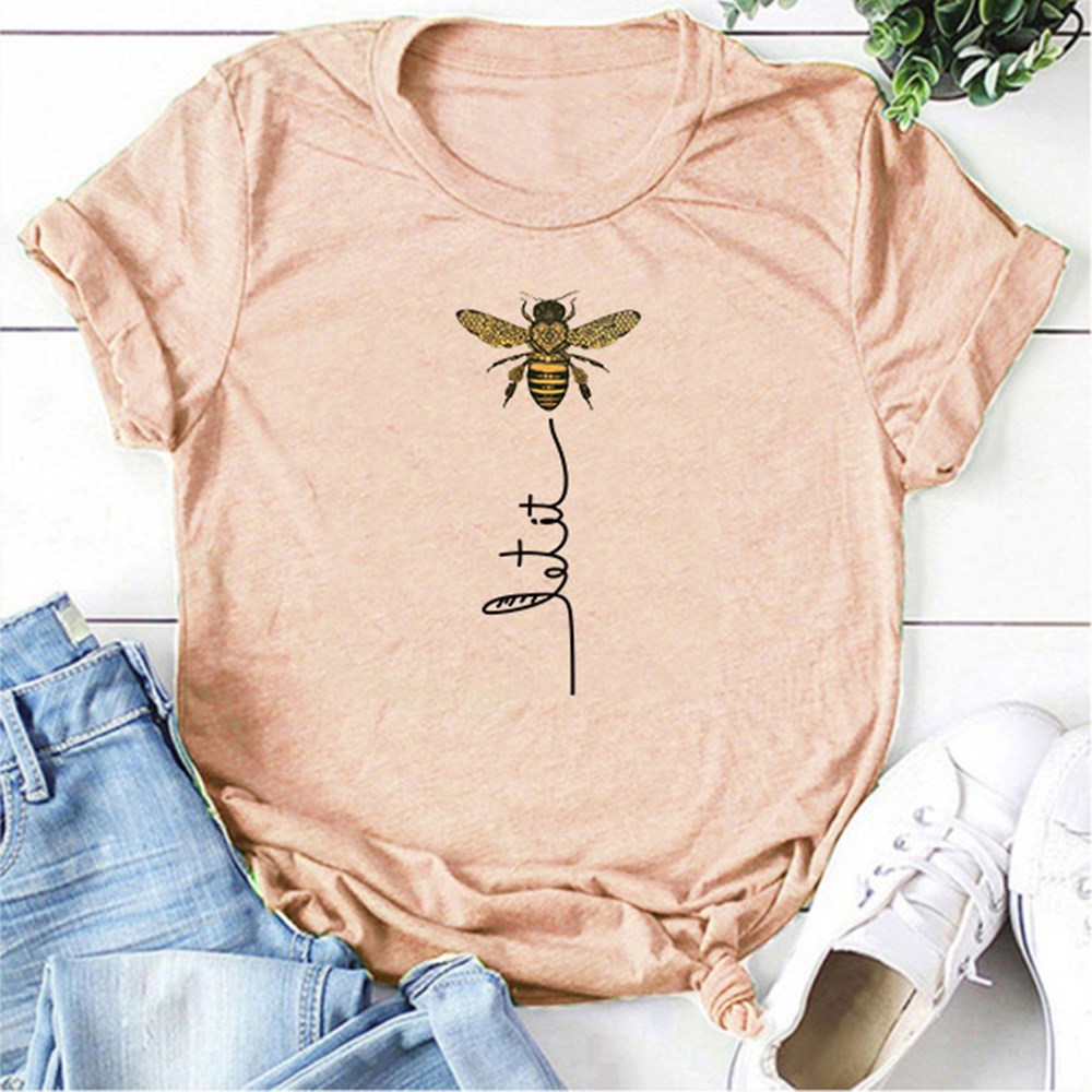 Women's Short Sleeve T-Shirt with Bee Print