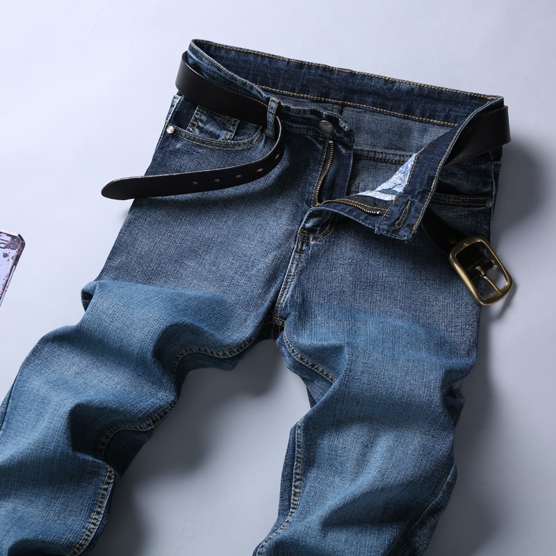 Men's Straight Blue Stretch Jeans