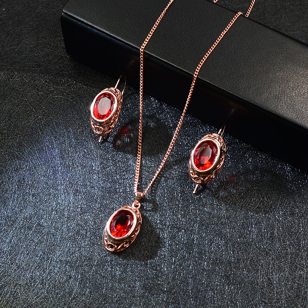 Women's Red Crystal Jewelry Sets