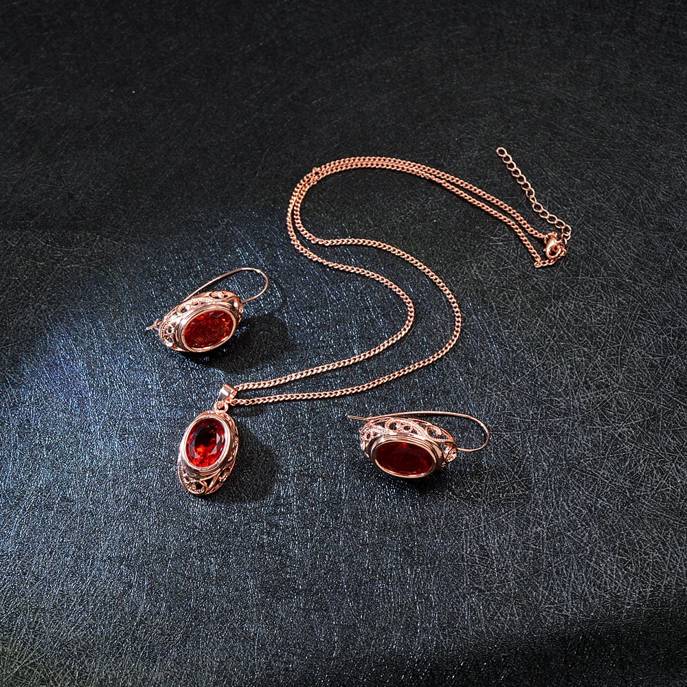 Women's Red Crystal Jewelry Sets