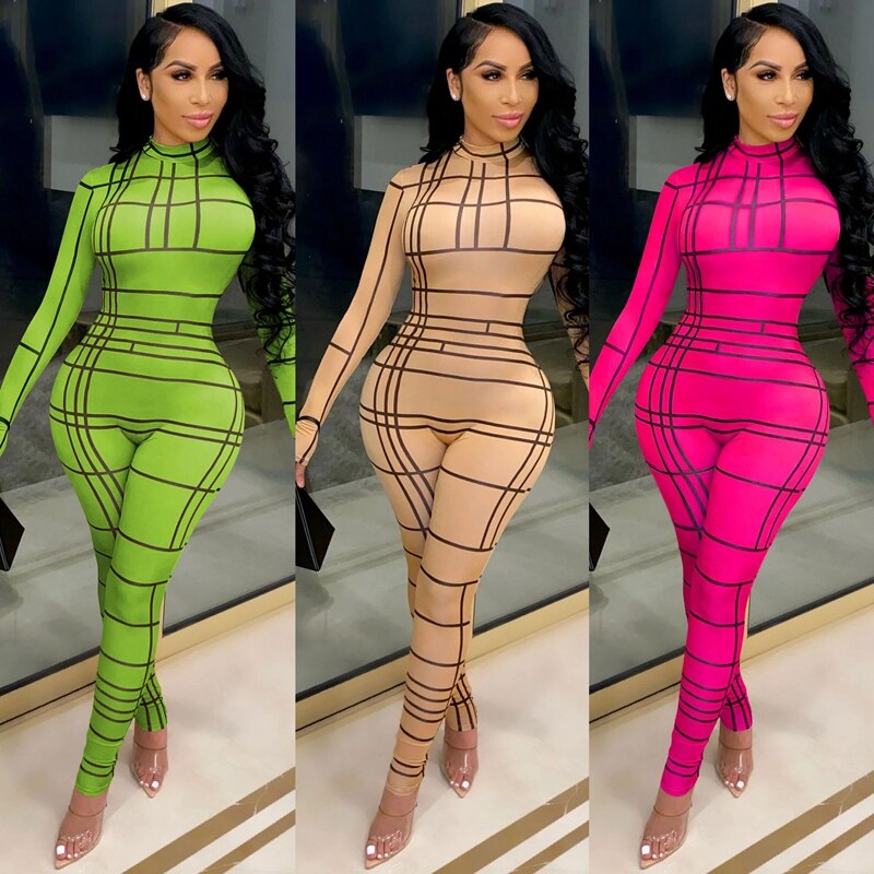 Printed Bodycon Rompers Womens Jumpsuit Long Sleeve Festival Clothing Casual One Piece Tight Jumpsuit Club Outfits for Women